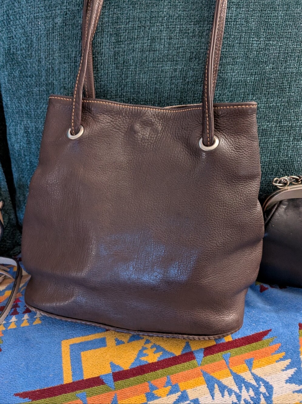 Classic Leather Tote Bag in Dark Brown